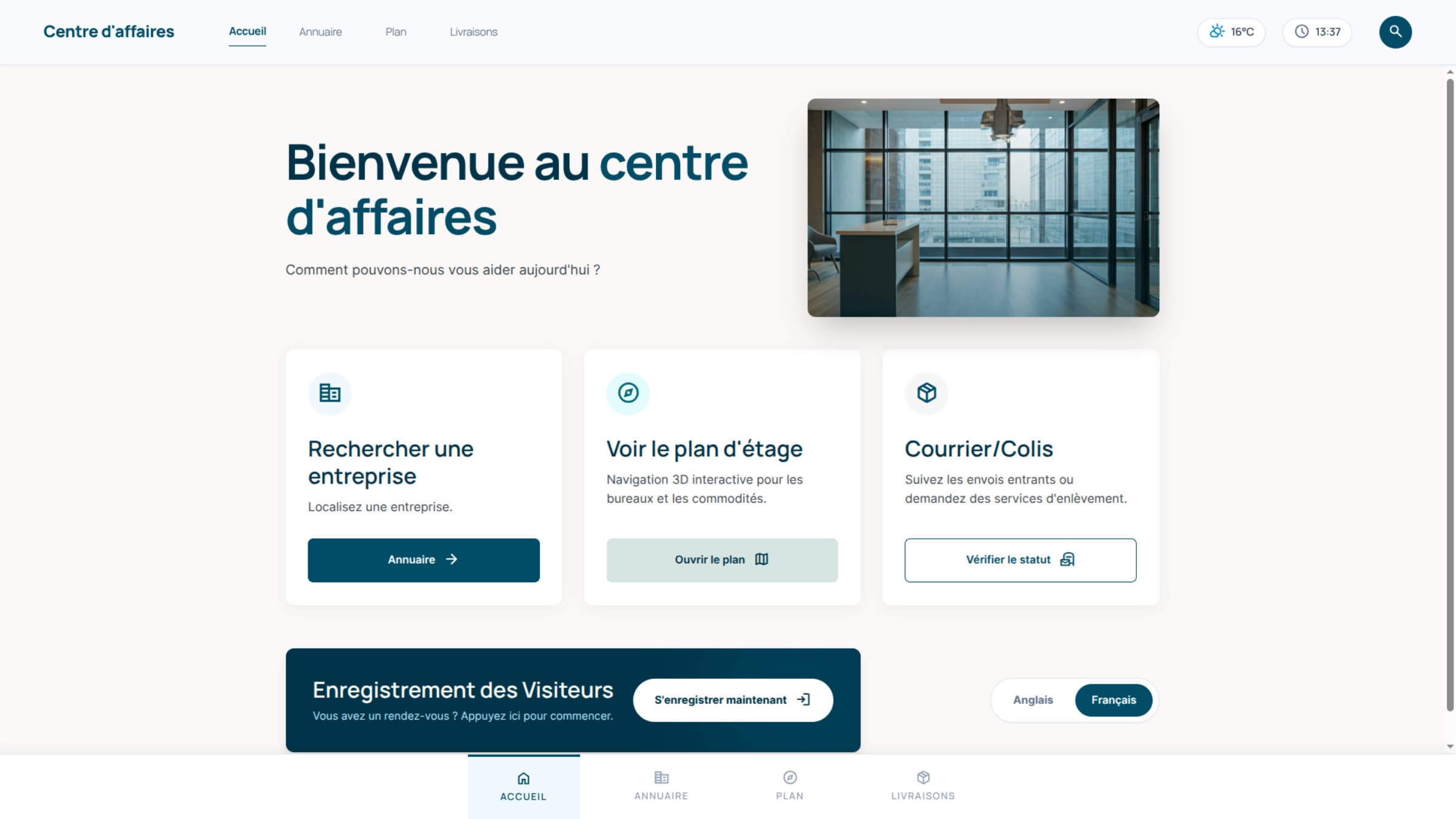 Interface graphique de borne d'information